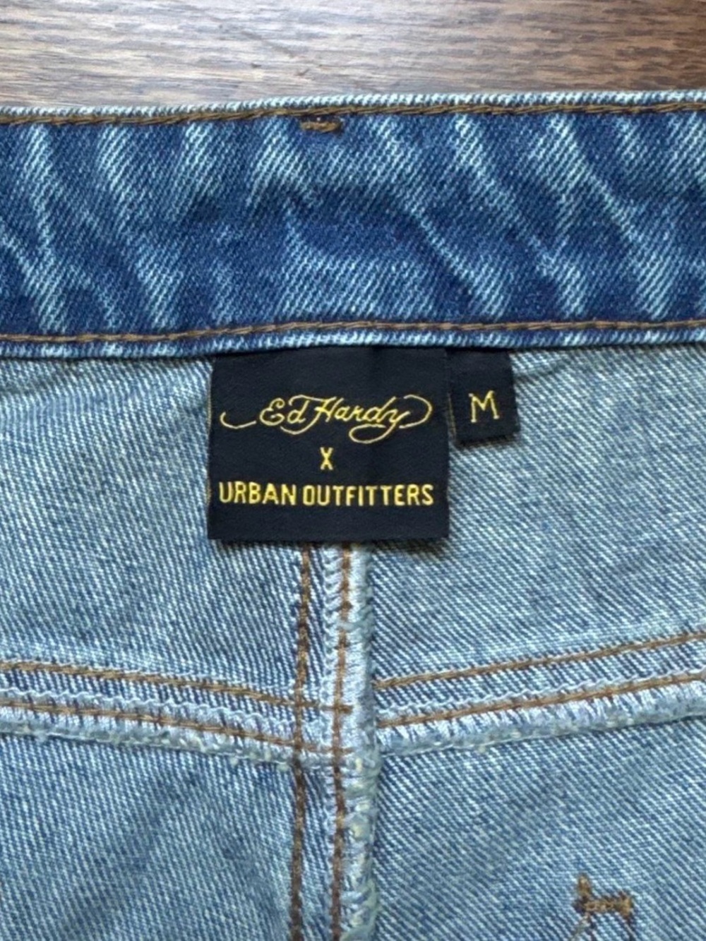 Urban Outfitters x Ed Hardy Blue Bermuda Jorts Shorts Dragon Embroidered - Picture 4 of 4